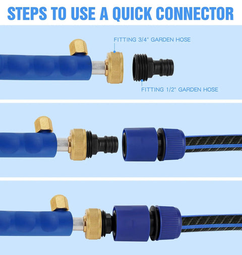 Steps to connect Jet Nozzle Power Washer Wand With 2 High Pressure Nozzles And Quick Connectors For Garden Hose fittings