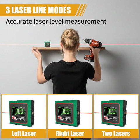 Digital Angle Finder With Laser And Magnetic 4-Side Inclinometer, Pro Grade Precision, ±0.1° Accuracy, 0.05° Resolution, Backlit Display, Measures Degrees And Percent, Fast One-Hand Operation, Built For Builders And DIY Pros. wall shelf alignment with laser line modes