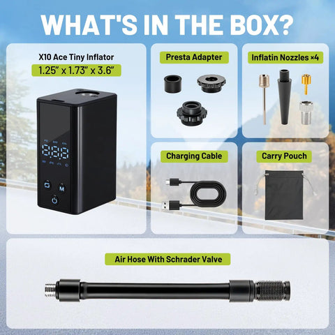 Ultra Compact Mini Bike Pump With Gauge 120 PSI Electric Bike Pump For Presta And Schrader Valves Portable Air Pump accessories overview