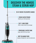 Heavy Duty Steam Mop And Electric Floor Steamer Scrubber With Rapid Electric Spin Pads For Hardwood Tile Laminate And Vinyl, 39-47 inch handle.