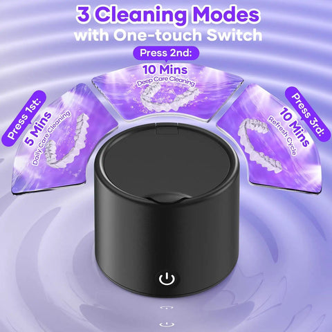 Retainers And Aligners Ultrasonic Cleaner 50kHz Dental Pod with 3 cleaning modes display