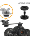Two Pack Thumb Screw Camera Quick Release Adapters With Rubber Pads And One Quarter Inch Thread Female To Male Quick Release for Camera Mounting Plate L Bracket Mount Tripod Accessory With Rubber Washers installed on camera