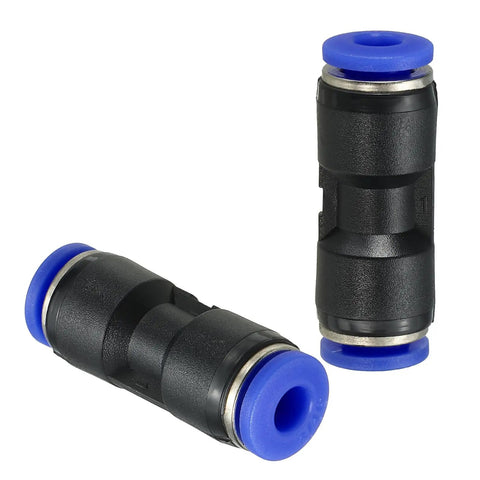3/16 Inch Push To Connect Air Hose Fittings Kit 10 Pack Quick Release Pneumatic Connectors in blue plastic, two-way coupler