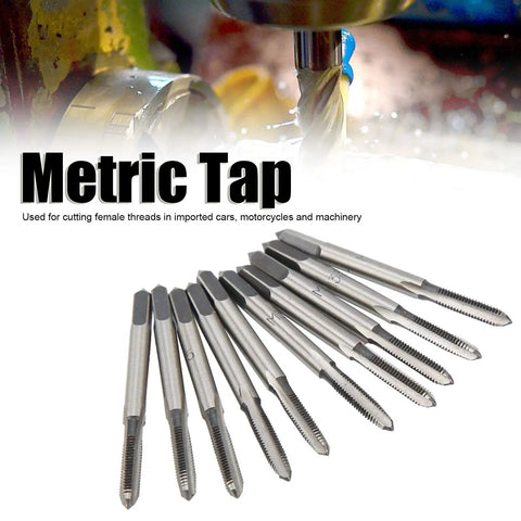 M3.5 Metric Tap Manual Thread Cutter Carbon Steel Straight Flute For Automotive Machinery And DIY Repairs Durable Tool For Cutting Precise Female Threads In Metalworking, 10-piece set