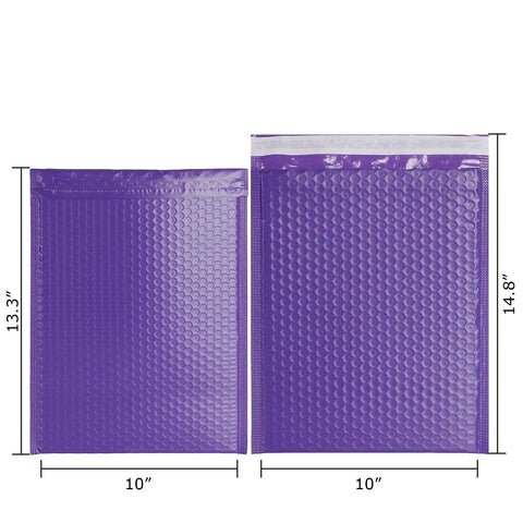 10x13 Inch Bubble Mailers Self Sealing Padded Envelopes Waterproof Tear Resistant Purple, 25 Pack For Ship Safe And Cushioned Protection