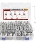 202 Piece Hose Clamp Assortment Kit With Adjustable Stainless Steel Worm Gear Clamps For Plumbing Automotive Garden Fuel Line and Mechanical Projects 1/4 To 2 Inch (6-51mm) Size Range in plastic case with wrench and screwdriver