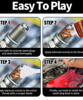 Copper anti-seize lubricant for spark plugs; 1oz tube; four-step automotive installation guide.