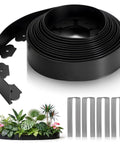 2 Inch Tall No-Dig Plastic Garden Edging Border Kit With 40 Ft Length And 40 Metal Spikes for landscaping and flower beds.