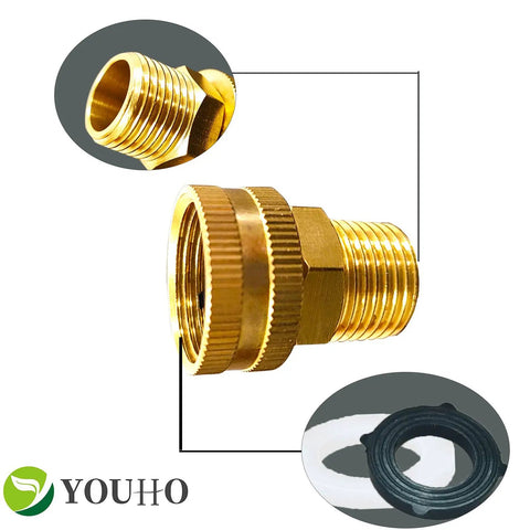 Garden Hose Adapter Two Pack One Half Inch NPT Male To Three Quarter Inch GHT Female Pipe Fittings Connector No Hassle