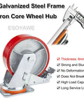 Tough As Nails 8 Inch Heavy Duty Caster Wheel Set Of 4 with iron core hub and galvanized steel frame, ideal for tool carts.
