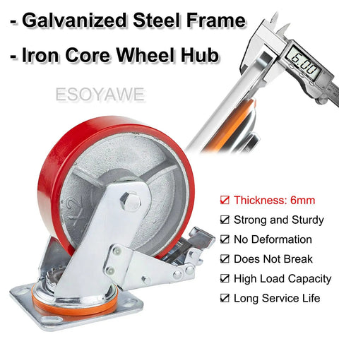 Tough As Nails 8 Inch Heavy Duty Caster Wheel Set Of 4 with iron core hub and galvanized steel frame, ideal for tool carts.