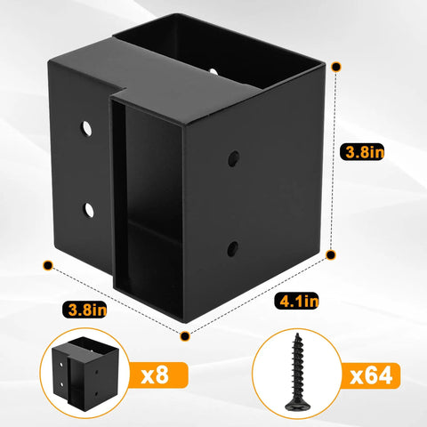 3 Way Corner Bracket Kit for Workbenches, Heavy Duty Steel Right Angle Brackets for 2x4 Wood, 8 Piece Set with Pre Drilled Holes