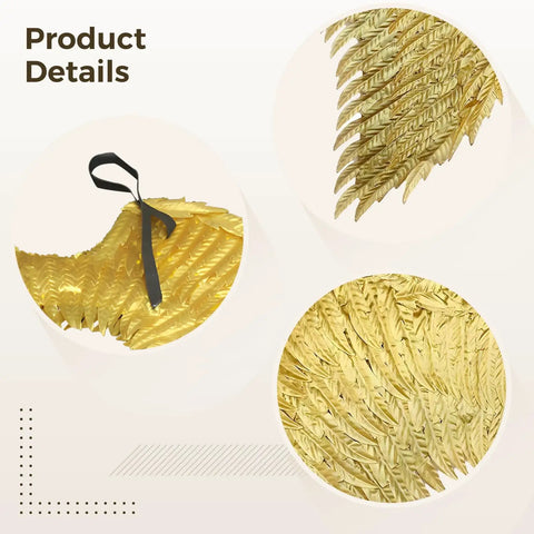 Golden Angel Wings With Straps Lightweight Cosplay Accessory For Halloween with shimmering gold feathers and layered design