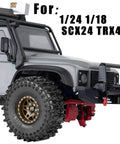 Close-up of RC crawler car with 1.0 Inch Beadlock Wheel Set For SCX24 TRX4M RC Crawler Cars Aluminum Heavy Duty Rim.