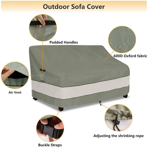 Outdoor Sofa Cover For Patio Furniture 79W 38D 35H Waterproof Heavy Duty Grey Green Built To Last All Weather Protection with features