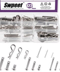 122 Piece 304 Stainless Steel Clevis Pin And Cotter Pin Fastener Kit With M3 M4 And M5 Sizes And Zinc Plated Clips