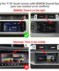 Plug And Play Wireless CarPlay Receiver For Land Rover Range Rover Evoque Discovery 4 Jaguar XE XF Bosch CarPlay Interface Retrofit Kit With Android Auto Mirror Link Reverse Camera USB Drive shown with Bosch and Harman display compatibility.