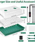 Two Pack 60 Cell Seed Starter Tray Kit With Grow Lights Timer Vented Lids Transplant Tools And Labels Complete Indoor Greenhouse