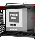 Inside view of V500 Mini Portable ITX Case With Handle, Full Side Transparent Acrylic DIY Desktop Mini Tower For MATX Builds, Black
