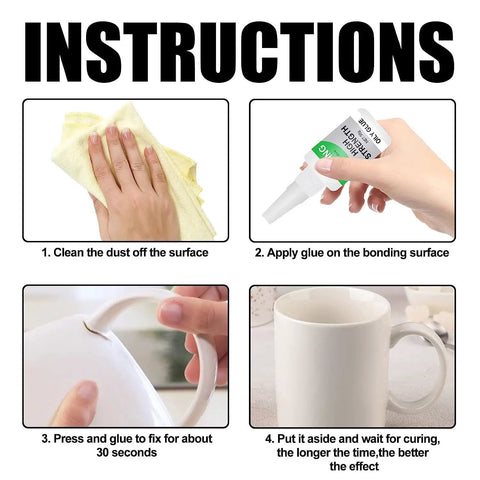 Instructions for using Heavy Duty Oily Glue 150ml Universal Super Glue Triple Pack For Metal Wood Ceramic Leather Glass Instant Bonding