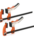 12 Inch Quick Release Bar Clamp Set For Woodworking, Ratcheting Gear Clamp With 600 Pound Load, Heavy Duty 2 Pack For Fast Secure Joints And Minimal Slippage, orange