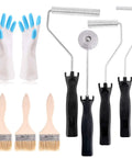 4 Piece Fiberglass Roller Tool Set With Detail Brushes And Pro Grade Glove Kit for Smooth Resin Lamination and Bubble Free Finish