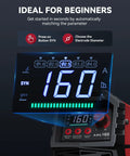 LED display of 110V And 220V MMA Stick Welder with large LED showing 160 amps for easy use, focusing on synergic control.