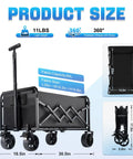 Heavy Duty Collapsible Wagon Cart Workhorse Foldable With Wheels 360 Lb Capacity Portable Folding Utility Shopping Cart With 360 Degree Swivel Brakes And Cup Holders For Outdoor Camping Beach Grocery Garden
