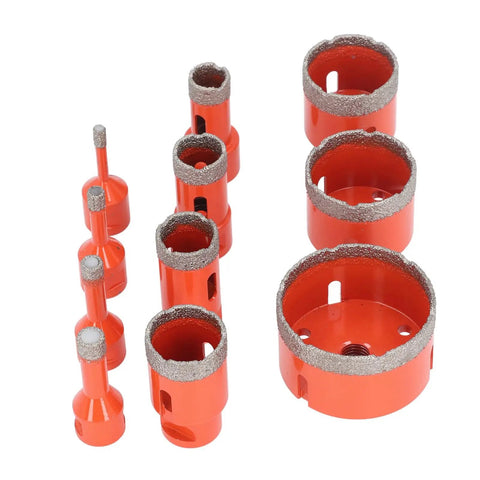 Awesome 11 Piece Hole Saw Kit With Hex Shank Adapter For Cutting Ceramic Tile Marble And Granite Fast Using Smooth M14 Opener Vacuum Brazed Technology For Any Corded Or Cordless Drill You Got, orange diamond hole saw set