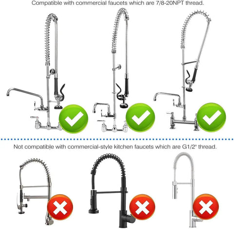 44 Inch Stainless Steel Pre Rinse Sprayer Hose Replacement Kit For Pro Grade Commercial Kitchen Sink Faucets Compatible Guide