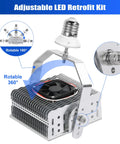 200W Shoebox LED Retrofit Kit With 29000 Lumens At 5000K showing rotatable design for E39 base outdoor lighting installation