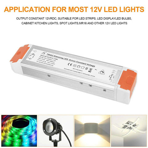 2 Pack 120W 10A Dimmable LED Power Supply Driver 110V AC To 12V DC Ultra Quiet Fanless Transformer for LED Strip Lights