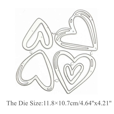 Love Hearts Metal Die Cuts Frame Set 4 Pieces Silver Embossing Dies for scrapbooking, card making DIY photo background frames