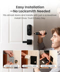 Installation of Fingerprint Smart Lock Dope With Two Lever Handles Keyless Front Door Entry Set demonstrated on a door.