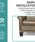 Four Inch Wood Furniture Legs Set Of Four Square Tapered Pyramid Style Replacement Legs for sofas with installation guide