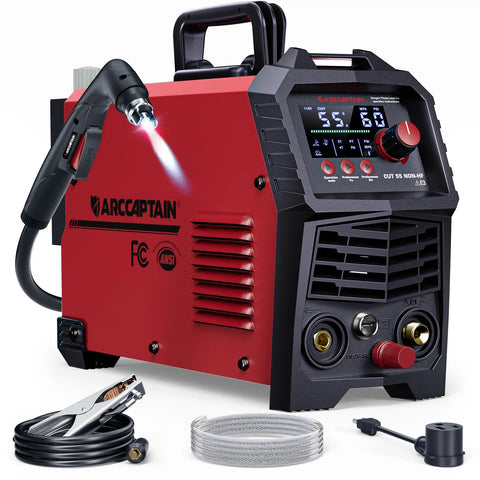 55 Amp Plasma Cutter With Blowback Non HF Pilot Arc For Safe, Solid Cuts, Dual Voltage 110 220V With Large LED Display, IGBT Inverter