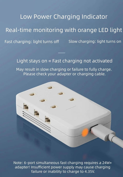 Six Port 1S LiPo Battery Charger For FPV Drones Fast Simultaneous Charging Station with LED indicator in use