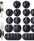 16 Pack Black Cable Clip Organizer Set With Adhesive Backing For Desk Wall And Car Mounts Keeps iPhone Charger USB And Computer Cables Neat Varied Size Wire Management Clips For Every Cable