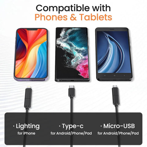HD Endoscope Camera With Light 1920P Borescope adaptor compatibility with iPhone, Android, phones, and tablets.