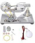 Engine Generator For Science Projects And STEM Learning With Durable Brushed Stainless Steel Base CNC Machined Frame Thick Glass Heating Cylinder Hands On Educational Toy For Curious Kids And Makers, kit with parts