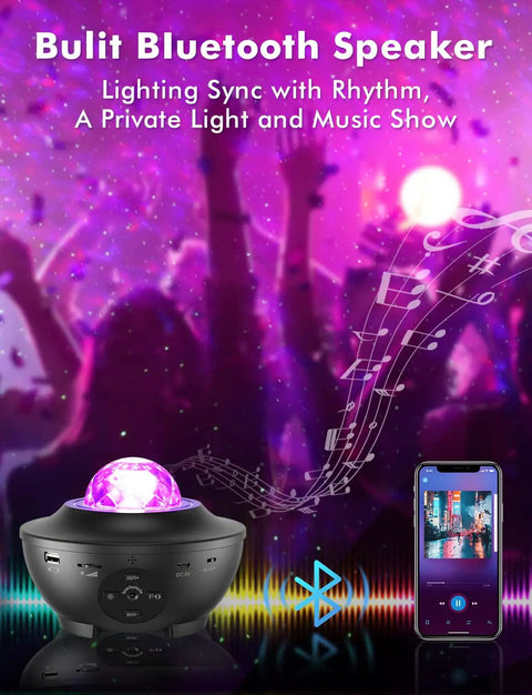Star Projector Night Light With Bluetooth Speaker And App Control For Bedroom Decor Great For Kids And Adults With Remote Included