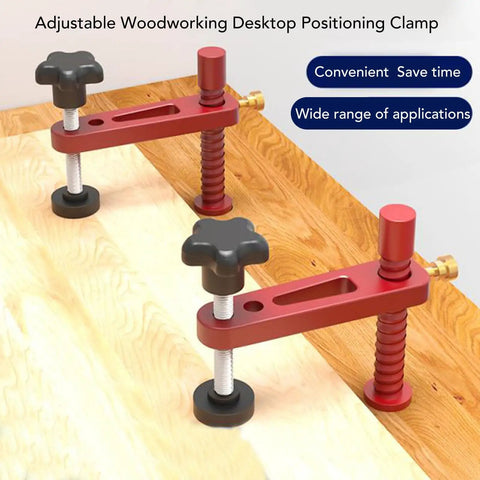 Two Pack Adjustable Bench Clamp For Woodworking 19mm Aluminum Alloy Dog Hole Clamp on wood surface