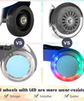 Comparison of PU wheels with LED vs standard wheels for Trendy Swing Ride On Wiggle Car With Glowing Wheels and Easy Twist Steering.