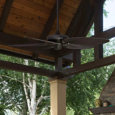 Palm Island 52 Inch Tropical Ceiling Fan With No Light For Indoor Outdoor Use, Wet Rated With 5 Palm Leaf Blades, Bronze Finish