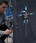 Person using Two Way Articulating Borescope Endoscope Camera With Light Dual Lens 1080P Industrial Inspection Tool on concrete wall