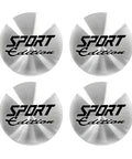 Premium Heavy Duty 4 Pack Wheel Hub Center Caps In Silver Universal 56 Mm Vinyl Hubcap Decals For Trucks And Suvs Waterproof exterior guard close-up.