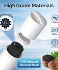 Replacement Samsung DA2900020B Fridge Water Filter with natural coconut shell material and BPA-free certification shown.