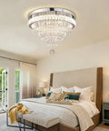 Modern 19.7 Inch Crystal Chandelier LED Flush Mount Ceiling Light Showpiece For Living Room Dining Room And Bedroom Not Dimmable Max 55W 85-265V With Three Color Temperatures 2700K 4000K 6500K installed in a bedroom