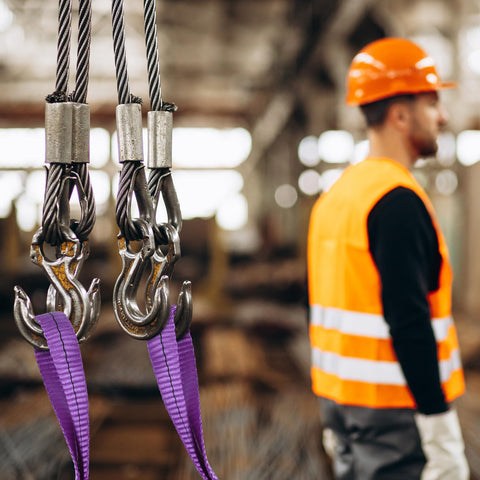 Heavy Duty 1 Inch By 2 Foot Polyester Lifting Slings With Eye Loops Flat Eye Lift Straps 2 Ply Rigging Hoist Gear 2 Pack