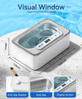 Ultrasonic Jewelry Cleaner Pro 47kHz Deep Cleaning Machine With Three Cleaning Modes For Retainers Mouth Guards Watches Rings Diamonds White Dope Cleaning Power on countertop with water inside